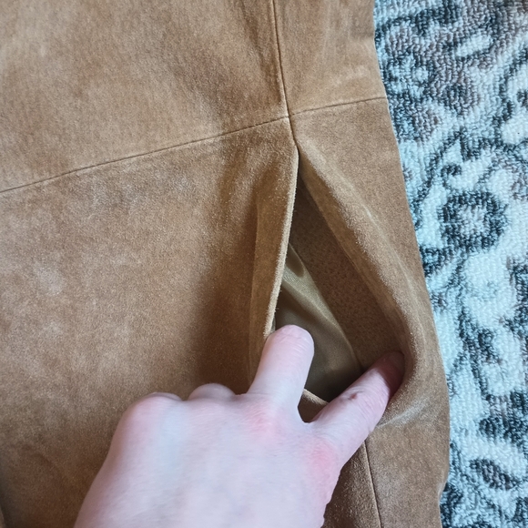 H Y Womens Vintage Leather Blazer XL Tan Mobwife 70s Hippie Quiet Luxury Classic - Picture 6 of 15